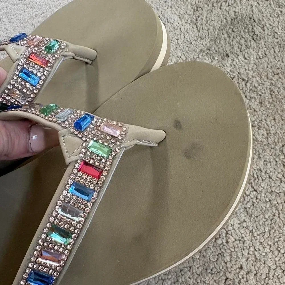 Y2K 2000s Rhinestone Wedge Flip Flops